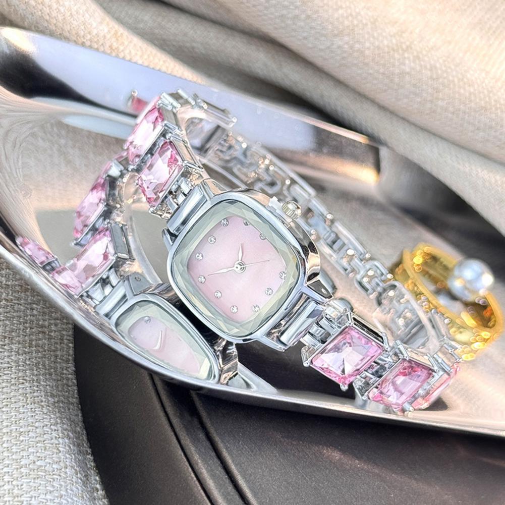 Ladies Luxury Watch - Montre-bracelet scintillante à cadran carré pour