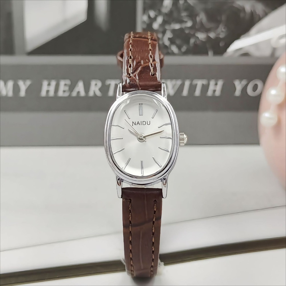 Luxury Watch Leather Strap - Marque de mode femmes cadran ovale