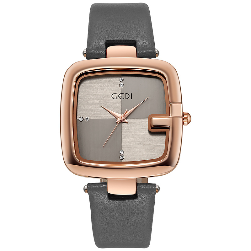 Luxury Watch Leather Strap - Gedi-Montres-bracelets à quartz étanches pour femme,