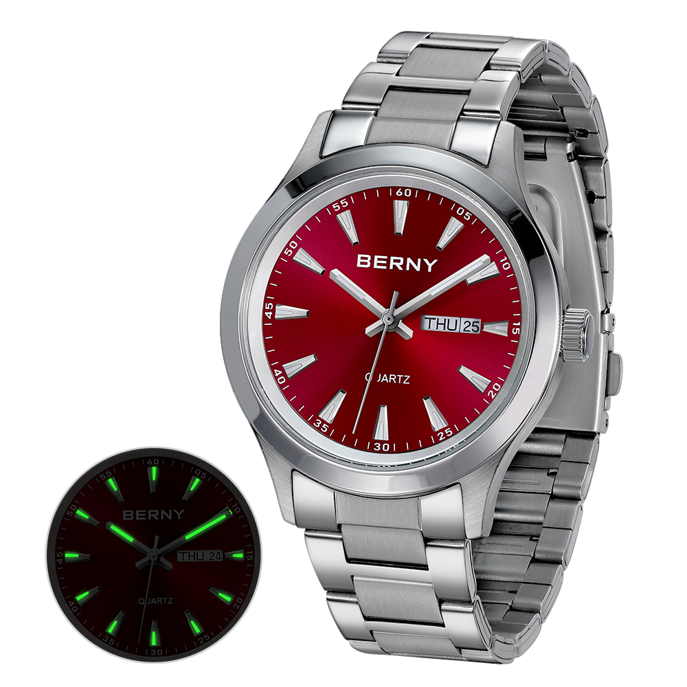 Dress Watch Ultra Thin - BERNY-Montre à quartz en acier inoxydable