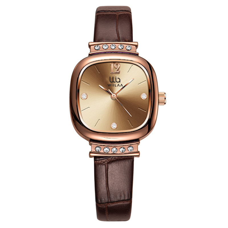Montre carrée en or rose pour  - Luxury Watch Leather Strap avis et prix