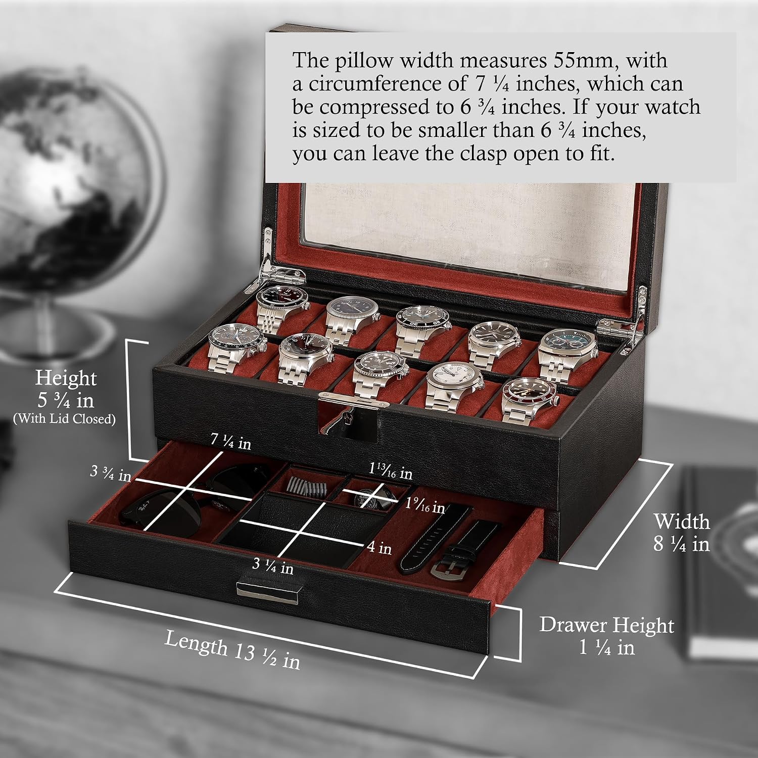 Boîte à montres 10 emplacement - Luxury Watch Display Case avis et prix