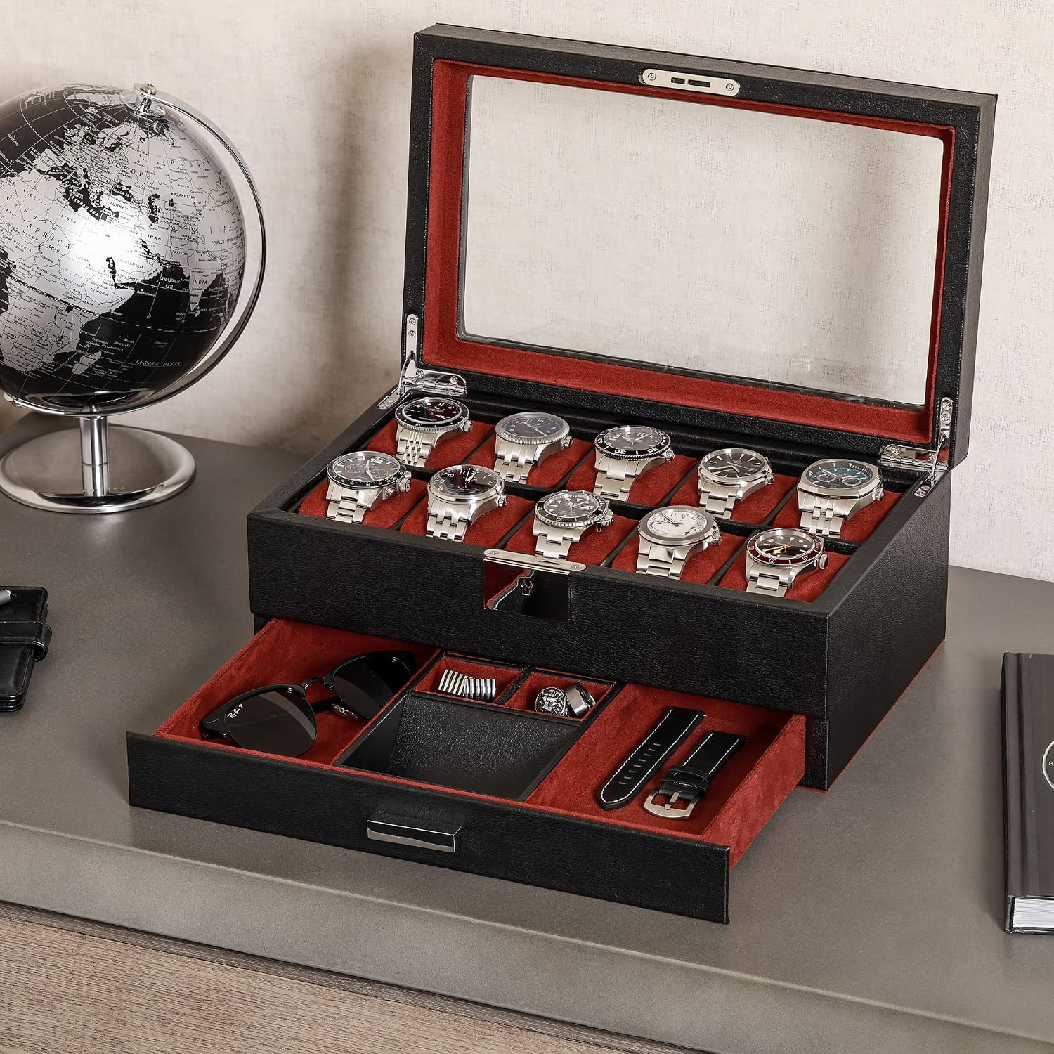 Boîte à montres 10 emplacement - Luxury Watch Display Case avis et prix