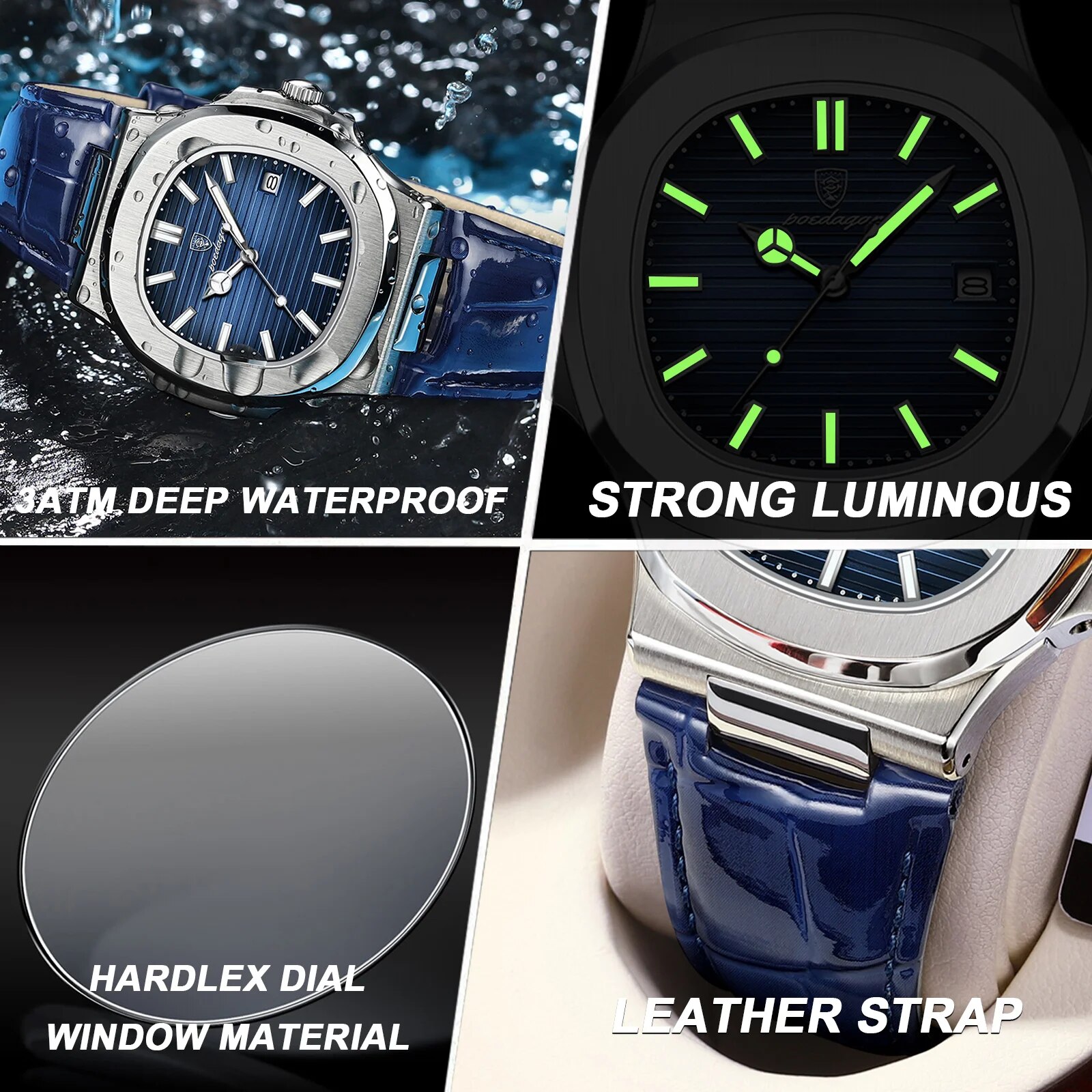 POEDAGAR haut de gamme carré h - Luxury Watch Hublot avis et prix